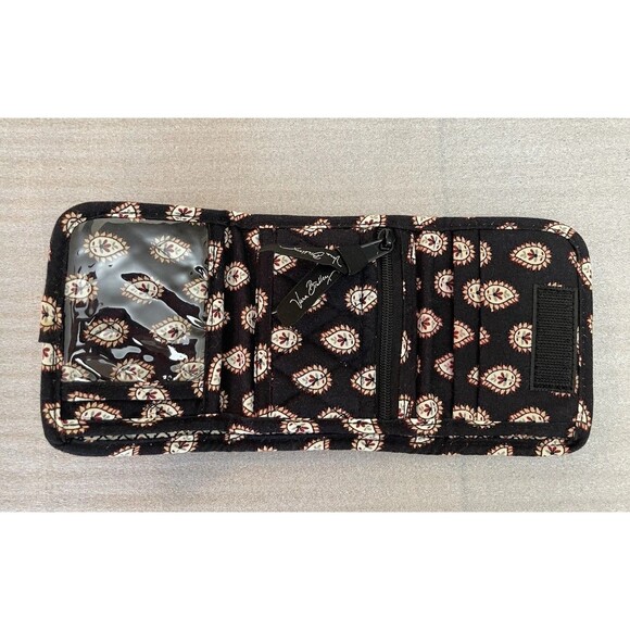 Vera Bradley Classic Black Tri-Fold Wallet Retired 2006 ID Coin Card Bill Slots - Picture 4 of 11